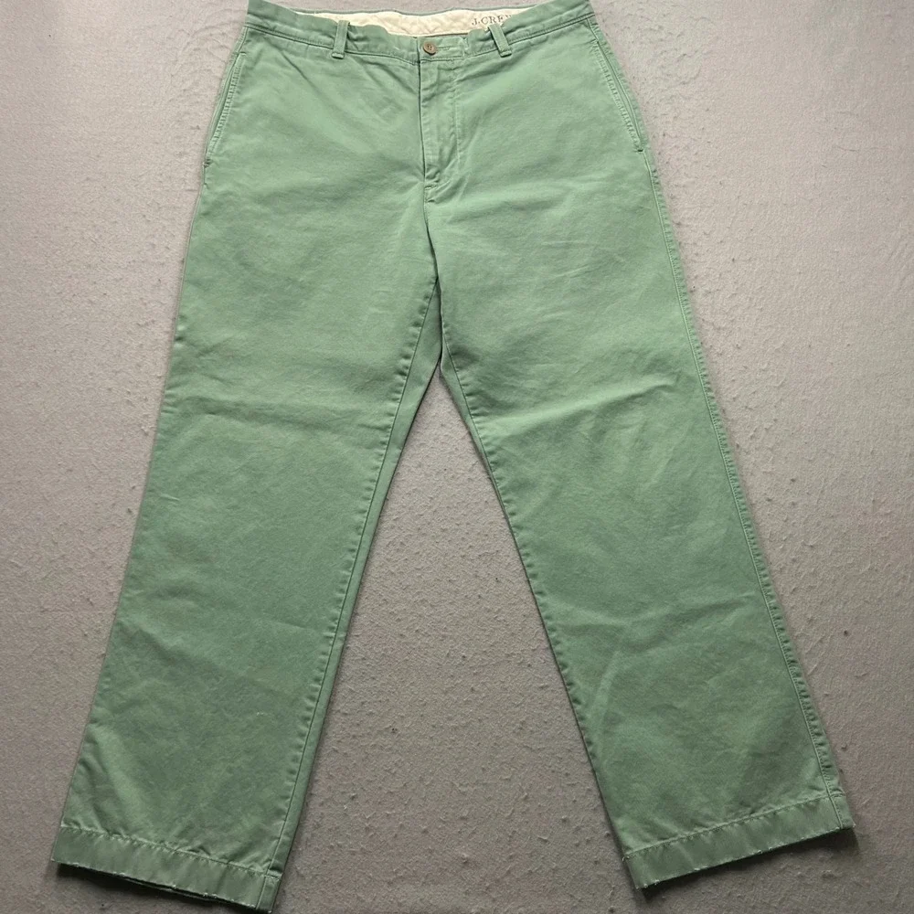 Vintage J.Crew Broken-In Chino Pants Mens 34x30 Sage Green Regular Fit Cotton